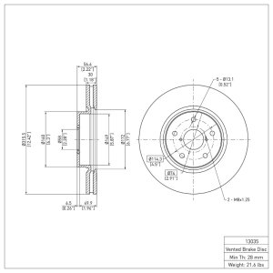 Subaru B9 Tribeca Brake Rotor (1) - Front - R1 Concepts - Plain - `06-`21